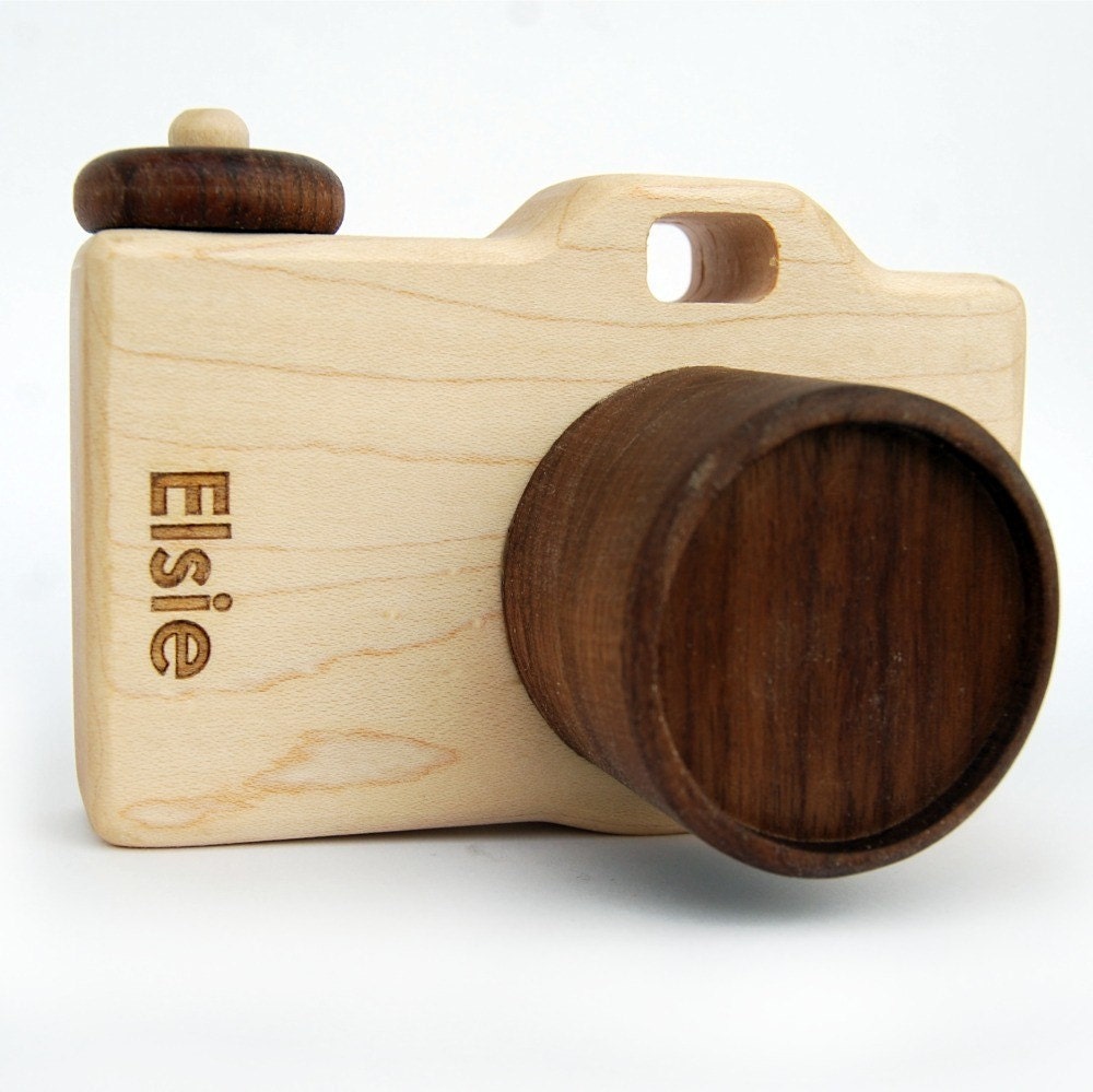 personalized wooden toy camera, modern organic imagination toy