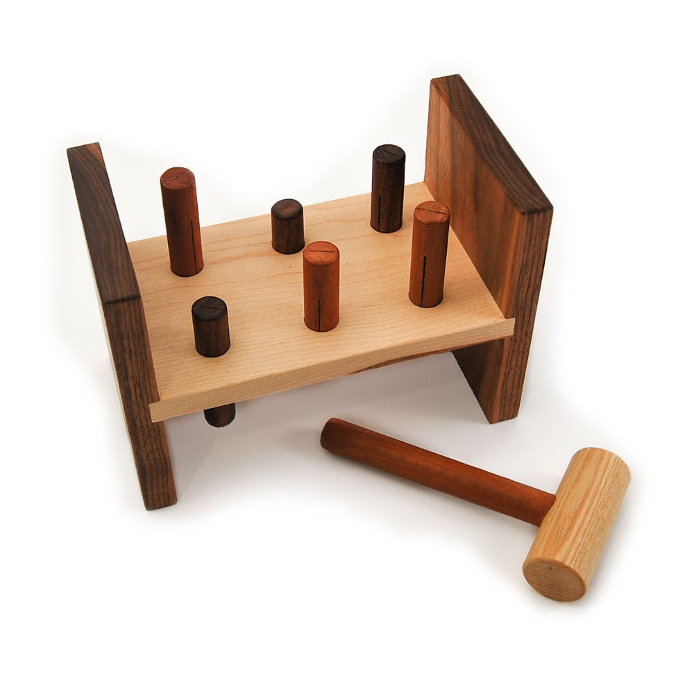 Hammer Toy - organic wood peg pounding kids tool bench toy