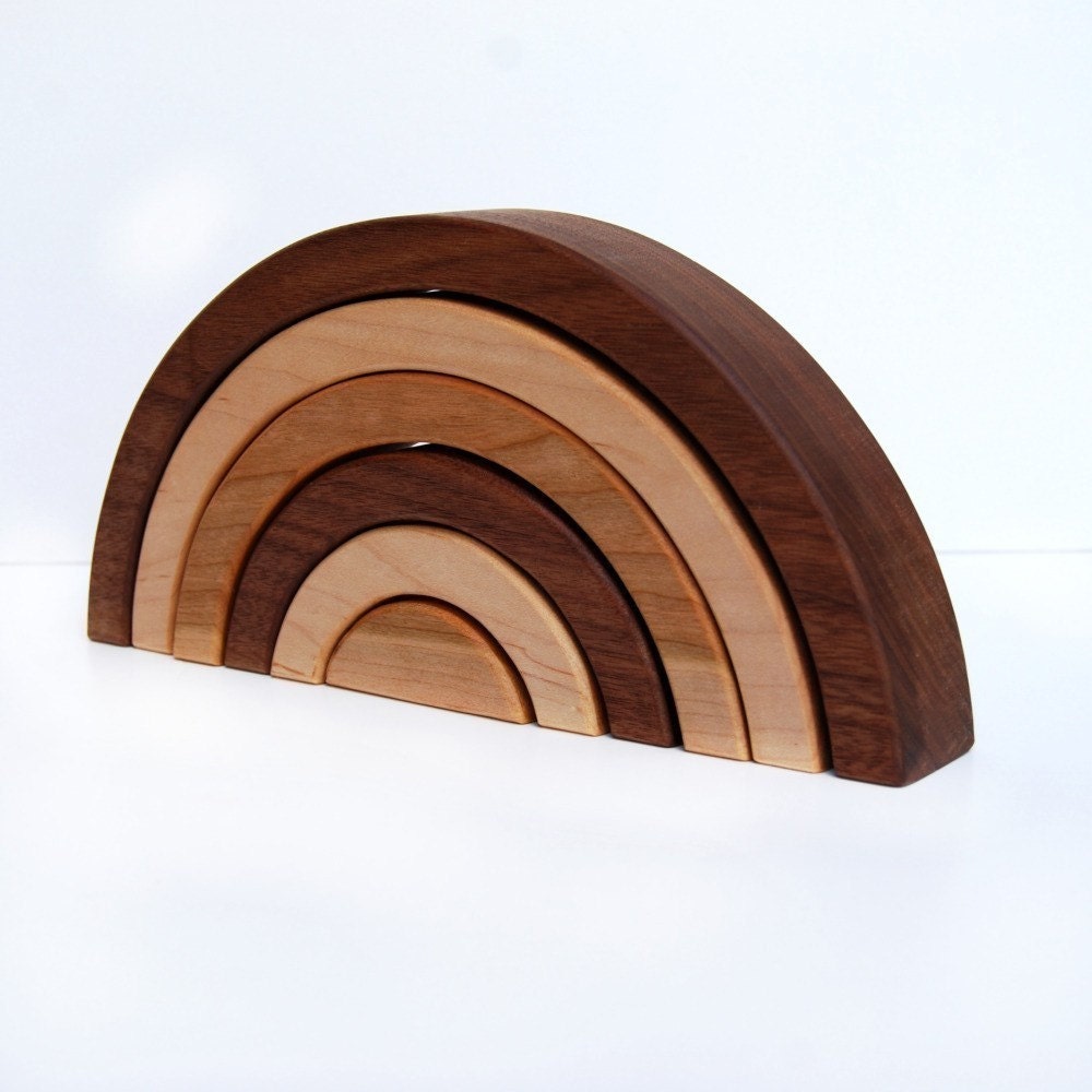 wooden toy rainbow nesting stacking kids toy puzzle