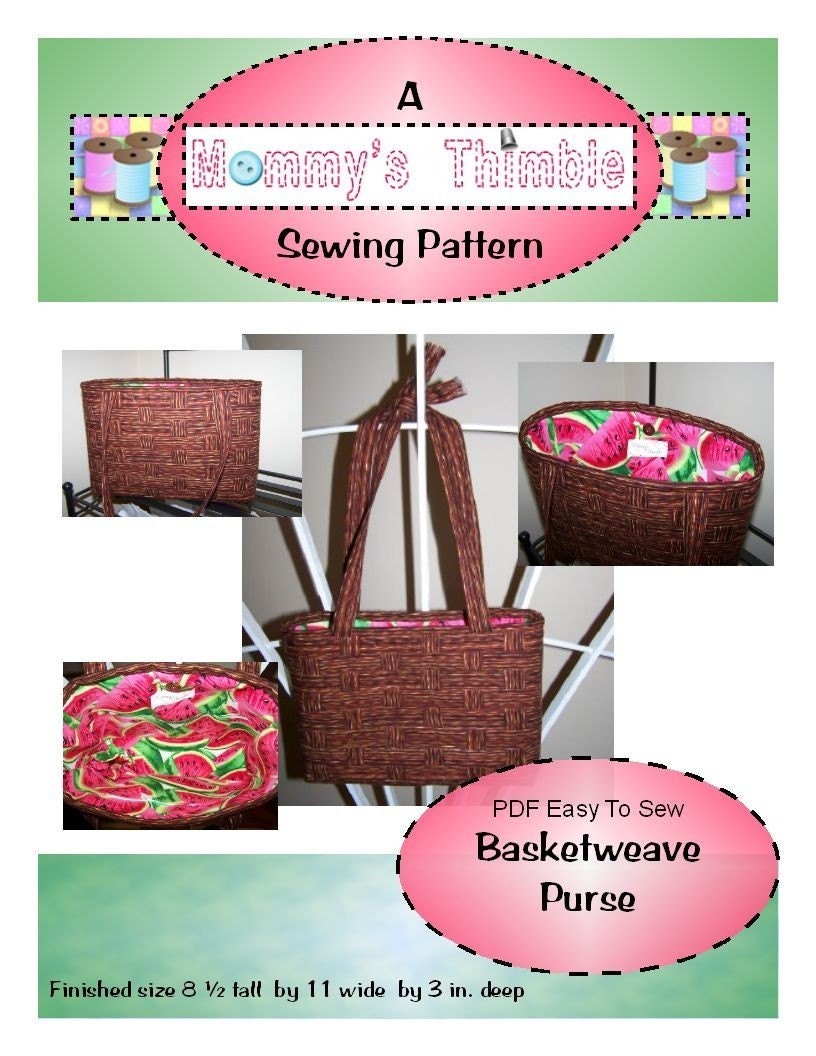 PDF Easy to Sew Basketweave Purse Pattern