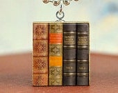 Scrabble Game Tile Jewelry -  Vintage Library Books - Scrabble Pendant Charm- Free Silver Ball Chain Necklace