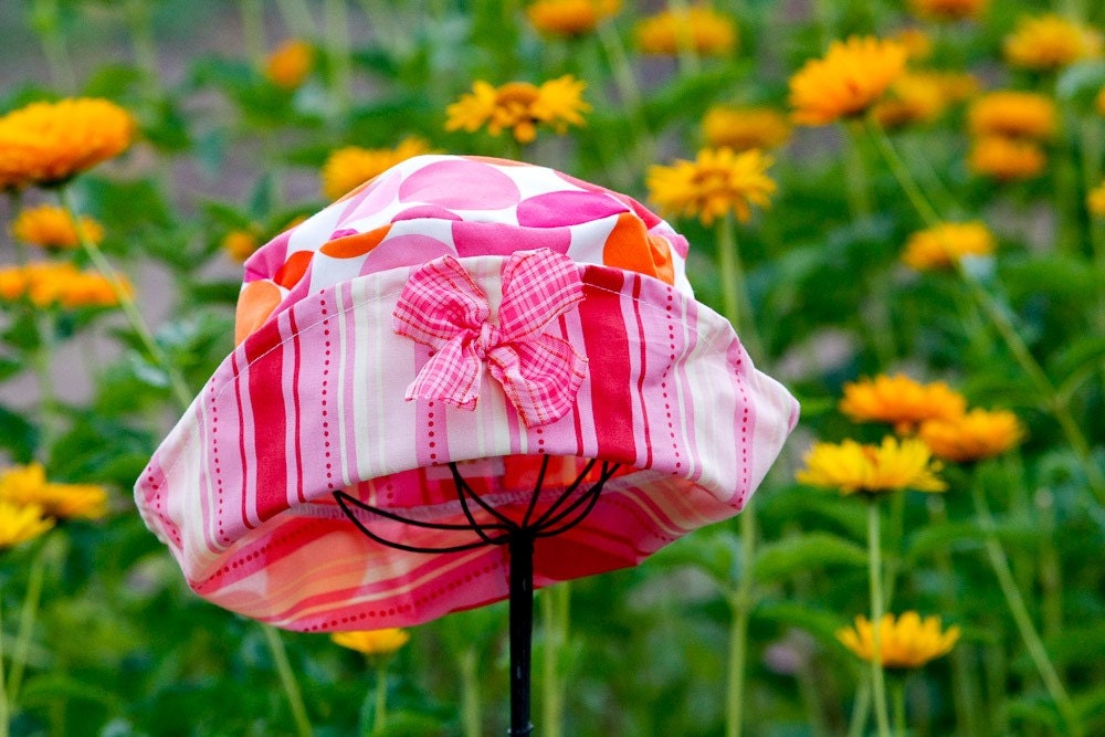Girls Summer Sun Hat Orange Dot