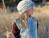 Girls Deluxe Faux Fur Vest Blue and Brown Leopard Print