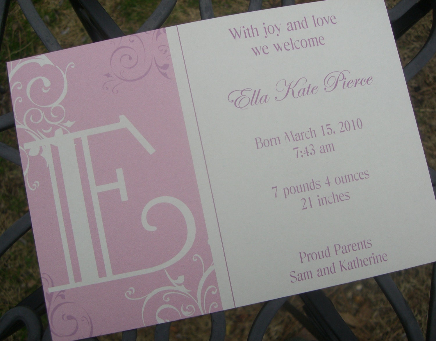 Natural, Elegant Birth Announcement of First Birthday Invitation