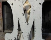 LETTER M Vintage Style 2 ft tall Wood Cut Out Signs / Wedding Guest Book / Save the Date / Shabby Cottage ANY LETTER A - Z