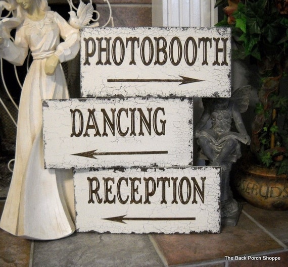 PHOTOBOOTH / DANCING / RECEPTION Set of 3 Wedding Signs 15 x 7