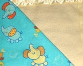 Flannel Blue/Yellow Elephant Baby Blanket