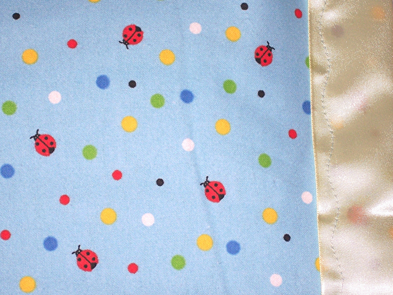 Flannel Blue Ladybug Pillowcase
