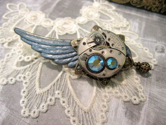 Steampunk Wing Brooch - a wing of steampunk exclusive original design of Days Long Gone
