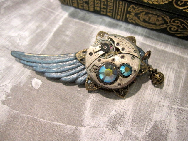Steampunk Wing Brooch - a wing of steampunk exclusive original design of Days Long Gone