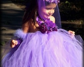 Halloween Custom made Purple Plum Fairy Princess Tutu dress FULL and Flowy GOWN Rapunzel Hat Gloves Costume 12 months 2t 3t 4t 5t 6