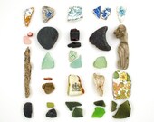 Beachcombing series No.29 - 20 x 20 photograph - driftwood, seaglass
