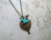 Hot Air Balloon Necklace Teal Bluebird Jewelry