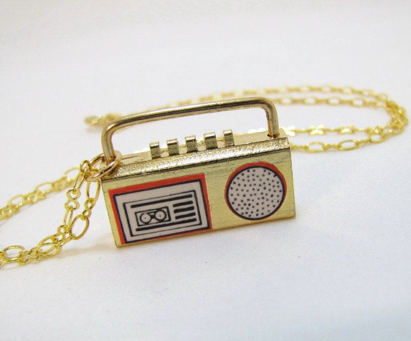 Brass Boombox Retro Necklace