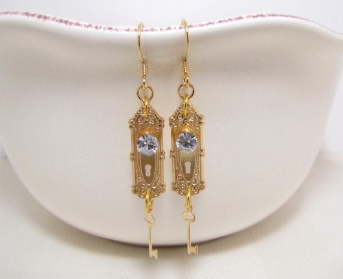 Doorknob And Key Earrings, Alice In Wonderland Jewelry