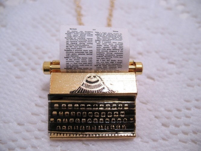 Typewriter Necklace Miniature Charm Pendant  Brass