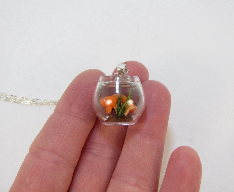 Goldfish Bowl Necklace Pet Gold Fish On The Go