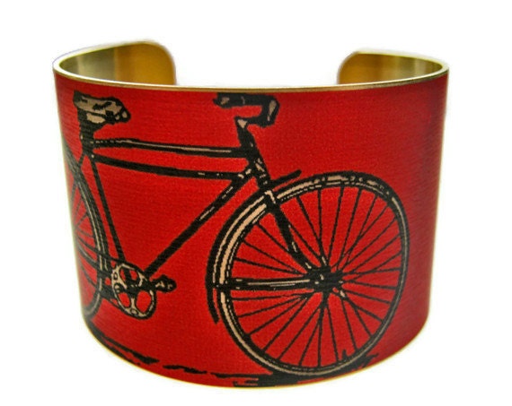 BIKE  brass cuff bracelet (As seen in Minnesota Monthly magazine) Free Shipping to USA