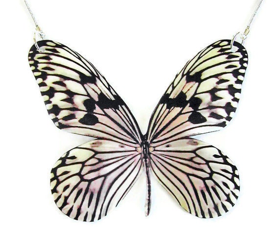 Necklace RICE PAPER BUTTERFLY Cruelty-free replica large pendant