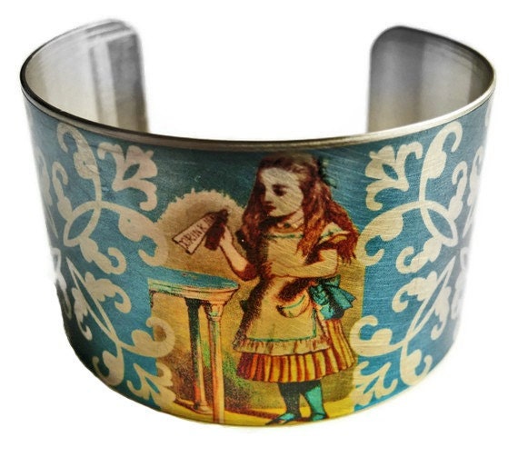 Alice in Wonderland Cuff Bracelet stainless steel Free Shipping to USA