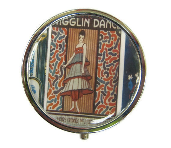 Wigglin' Dance Pill Box Case Silver flapper