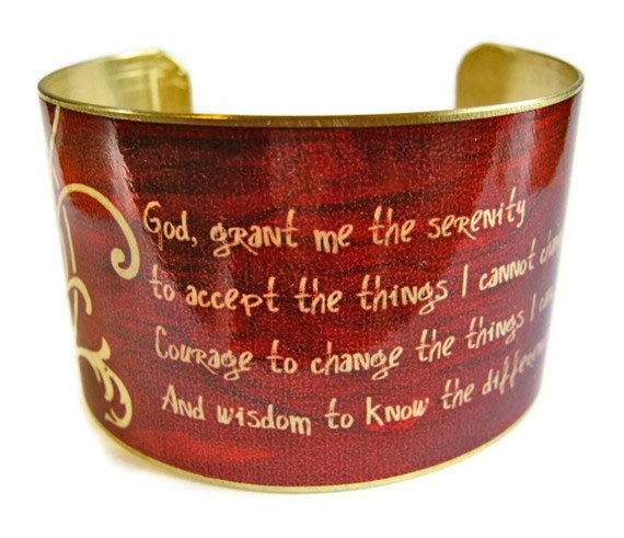 Serenity Prayer cuff bracelet brass  Free Shipping to USA