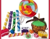 CANDY SHOPPE - PDF Felt Food Pattern (Lollipop, Ribbon Candy, Taffy, Candy Sticks, Candy Apple)
