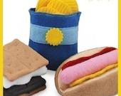 CAMPING SET - PDF Felt Food Pattern (Hot Dog, Bun, Chips, S'more)