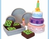 CAKES and BROWNIES - PDF Felt Food Pattern (Cakes, Mint Brownies, Pans, Decorations)
