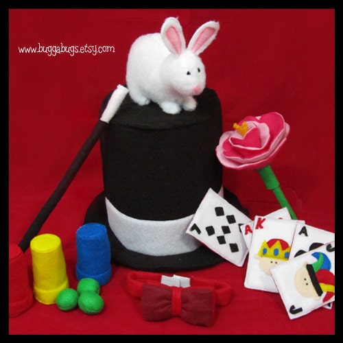 ABRACADABRA - Magic Set PDF Pattern (Hat, Wand, Bow Tie, Rabbit, Cards, Flowers, etc.)