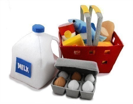 GROCERIES - PDF Felt Food Pattern (Milk, Eggs, Carton, Fish, Butter, Canned Food, Tote Bag)