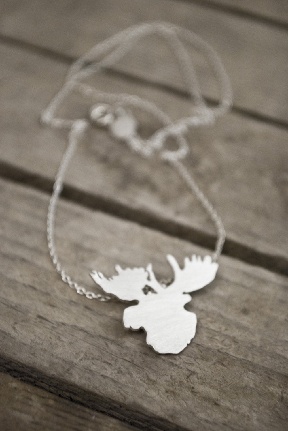 woodland moose head silhouette - necklace