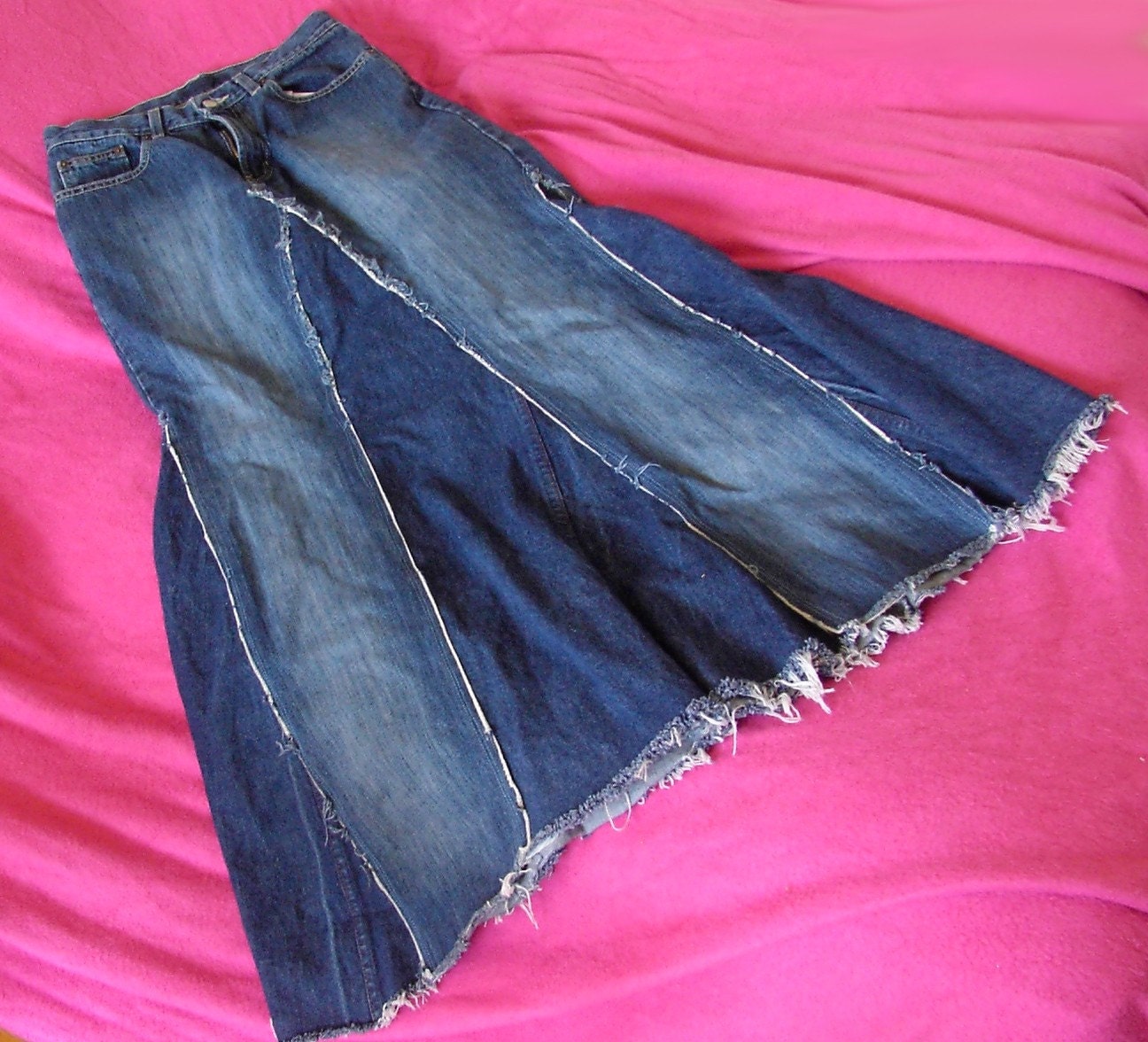 My Favorite Skirt - full distressed denim skirt (S/M)