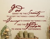 Serenity Prayer Bible Verse Wall Decor decal God Grant me the Serenity to accept the things I cannot change religious scripture