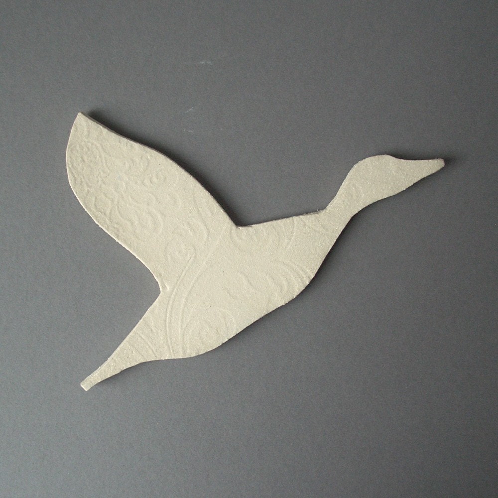 Flock ceramic wall art set of three flying ducks sizes C D and E