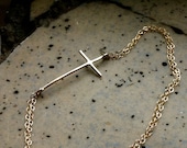 Molly's Sideways Cross Anklet- Yellow Gold Fill
