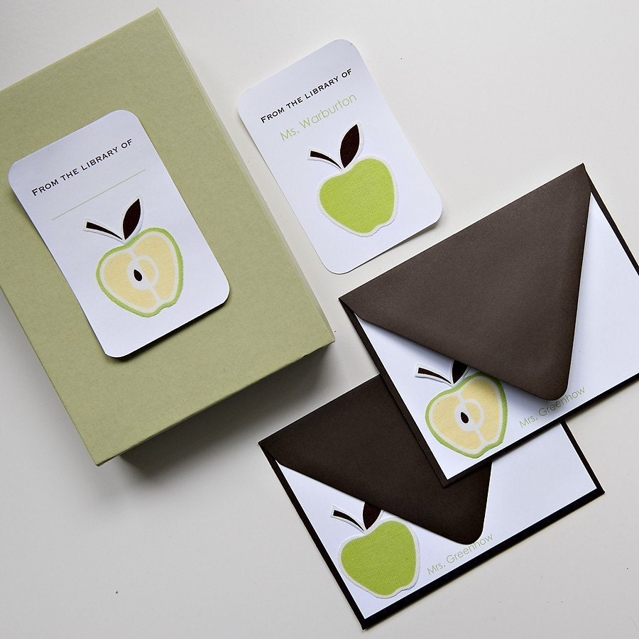Personalized Fabric Note Card Teacher Set with Bookplates