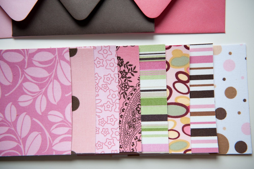 Pink and Brown Variety Pack - Fabric Note Cards