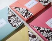 Fabric Note Cards - Chocolate Damask
