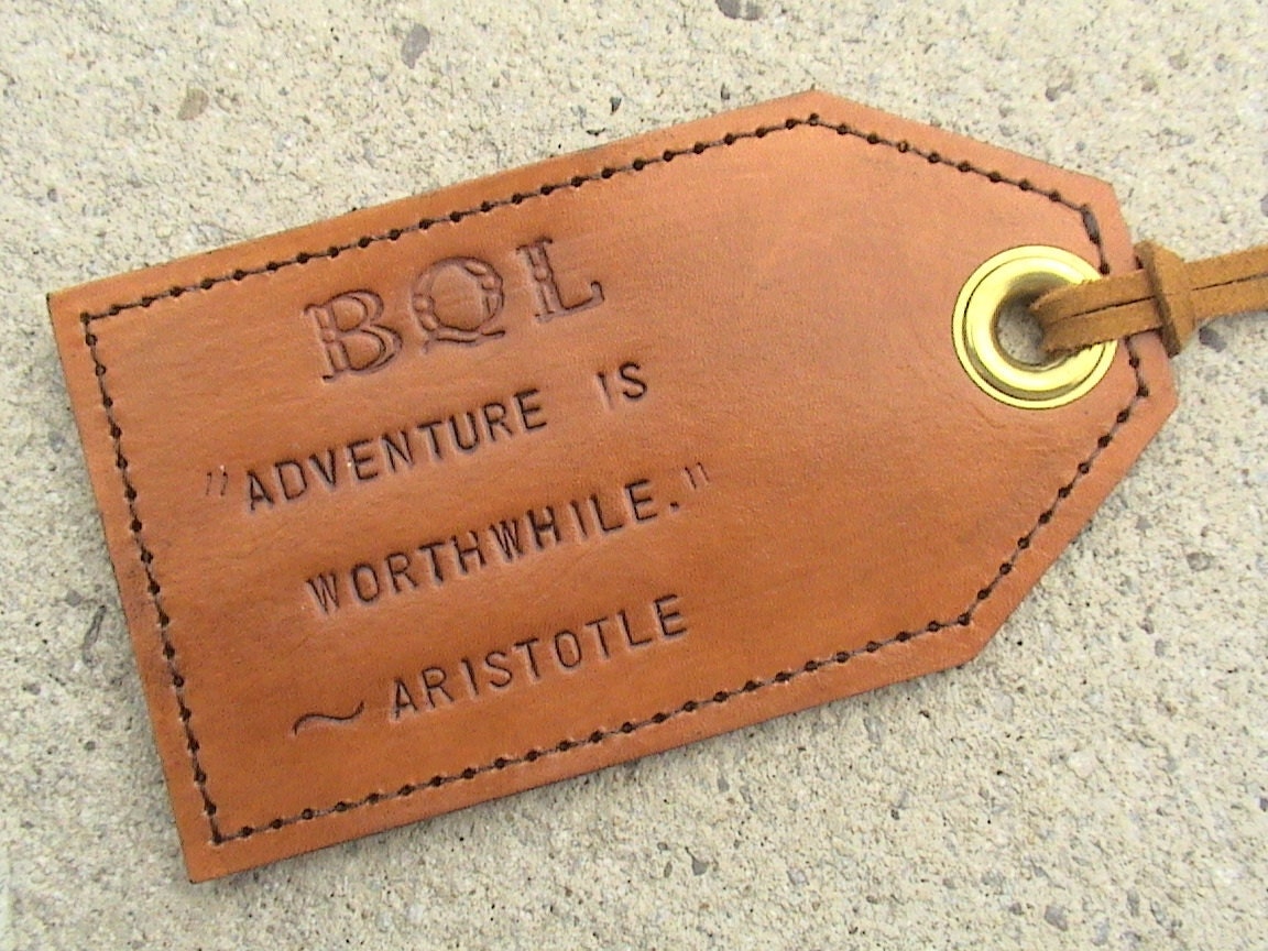 Custom Favourite Quotes - Leather Luggage Tag with privacy flap