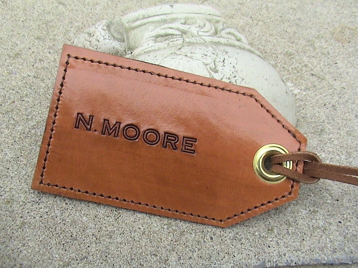 PERSONALIZED All Leather Luggage Tag - single tag