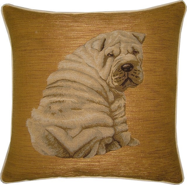 Sharpei Sitting Backview Tapestry Cushion Cover Sham