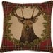 Stags Head Red Tartan Woven Tapestry Cushion Cover Sham