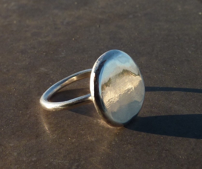 Sterling silver ring Eco friendly ring Organic recycled sterling silver round ring
