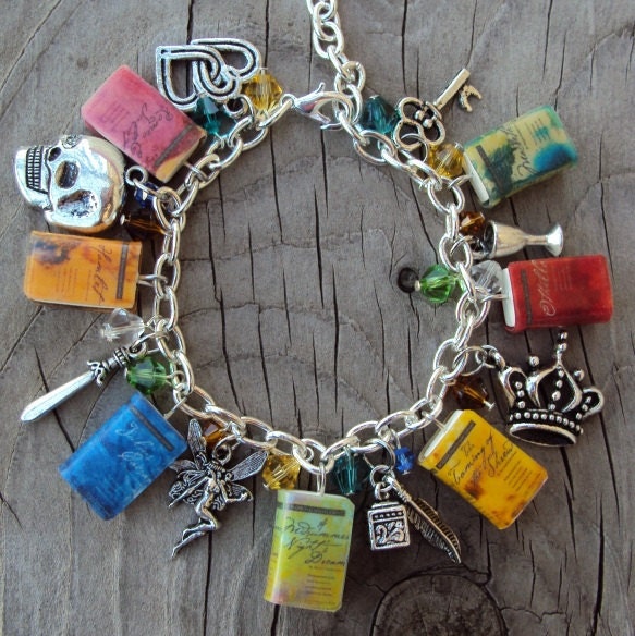 ADULT SIZE Shakespeare Books Fringe Charm Bracelet