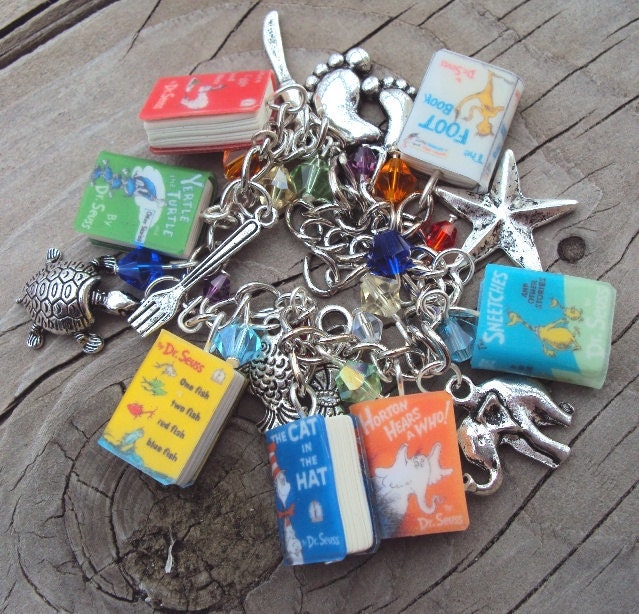 ADULT SIZE DrSeussy Books Fringe Charm Bracelet
