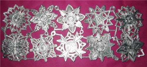 German Dresden 10 Large Silver Snowflakes Die Cut