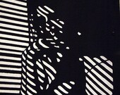 She Does All The Work 24x36 black and white acrylic Noir on canvas Blinded Series