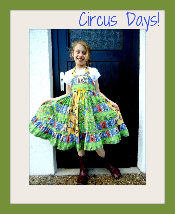 custom boutique Circus Days big top girls twirly layered Halter party Dress  2 3 4 4T 5 6 6X 7 8