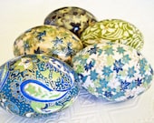 Easter Eggs Teal Blue Easter Eggs Teal Green Easter Eggs decoupage origami paisley turquoise maple leaves